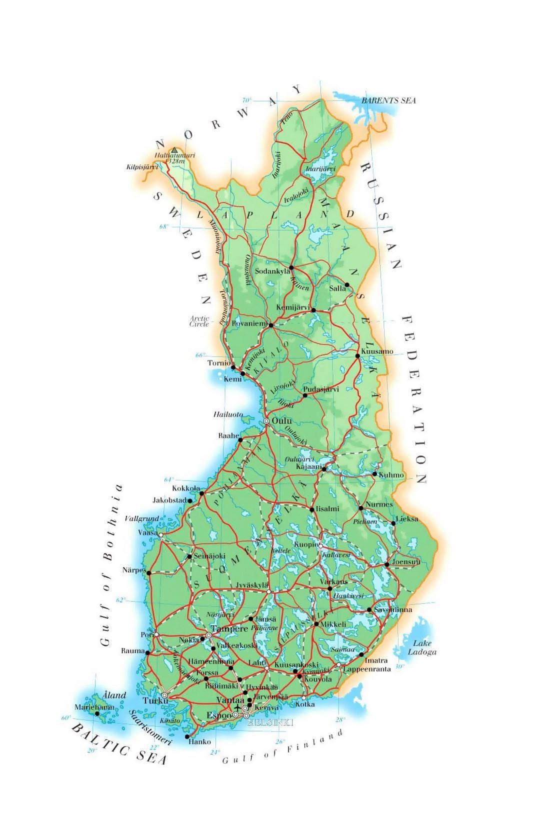 Kort over Finland højde