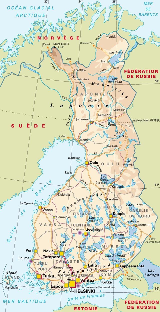 Kort over Finland nationalparker