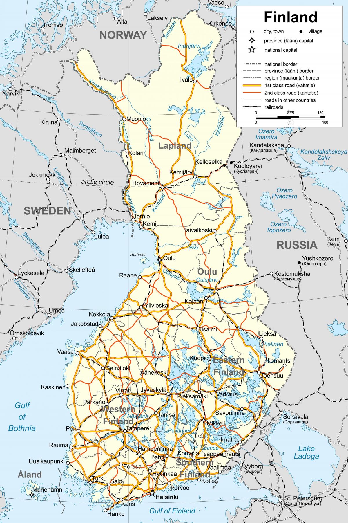 Finland Politiske Kort Kort Over Finland Politiske I Det Nordlige   Finland Politiske Kort 