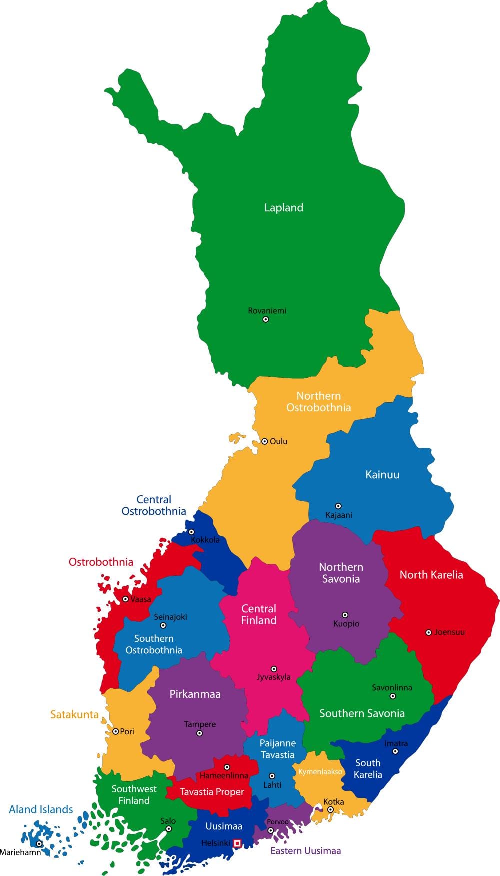 Finland provinser kort