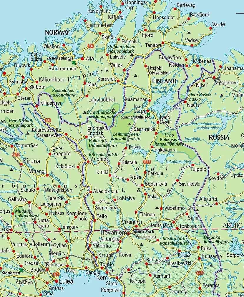 Kort over Finland vandring