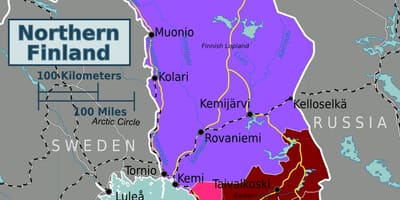 Kort over det nordlige Finland