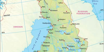 Kort over Finland geografi